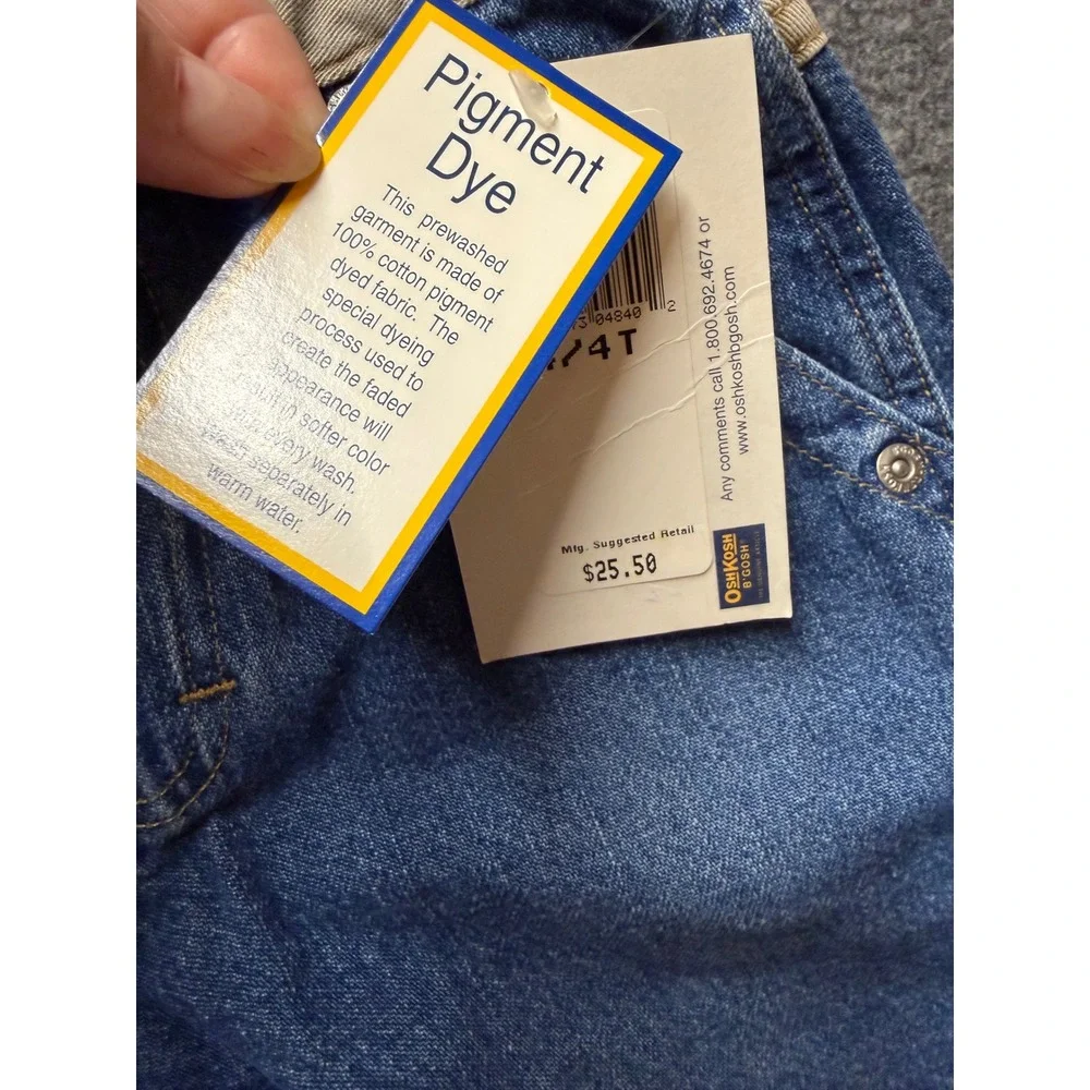 VTG OshKosh Bgosh Boys 4T Carpenter Denim Shorts Blue Pigment Dye NWT 335-9105